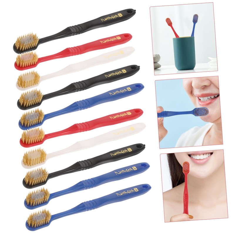 NOLITOY 10pcs Super Soft Bamboo Charcoal Toothbrushes Household for Men