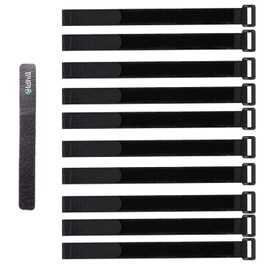 Oldhill Hook and Loop Cinch Straps Adjustable and Reusable - 10 Pack (18" x 1", Black)