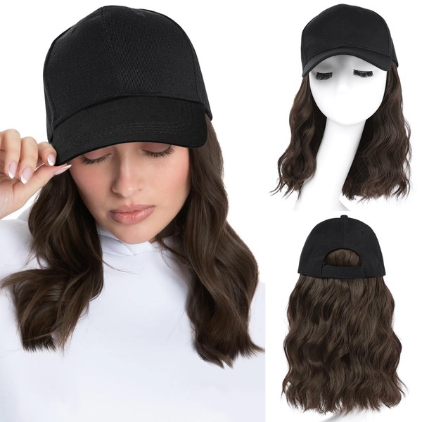 AISI QUEENS Hat Wig Hat with Hair Attached for Women