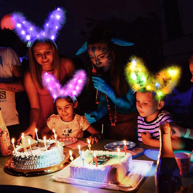 YOUYIKE Pack of 6 LED Headbands, Rabbit Headband, Luminous Headband,