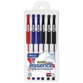 BAZIC 6/pk ESSENCE ZEL PEN W/ CUSHION GRIP ASSORTED COLOR