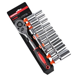 Egofine 12PCS 1/2" Drive Deep Socket Set,Metric(8-24MM),6-Point, Cr-V Steel