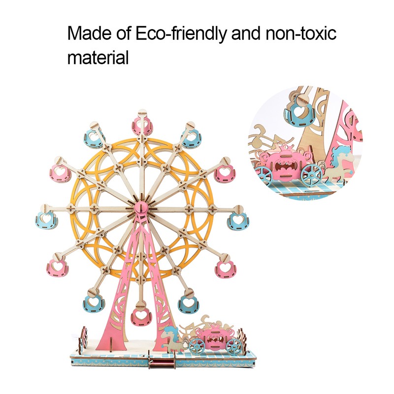 3D Cartoon Wooden Jigsaw Ferris Wheel Puzzle Toy for Kid