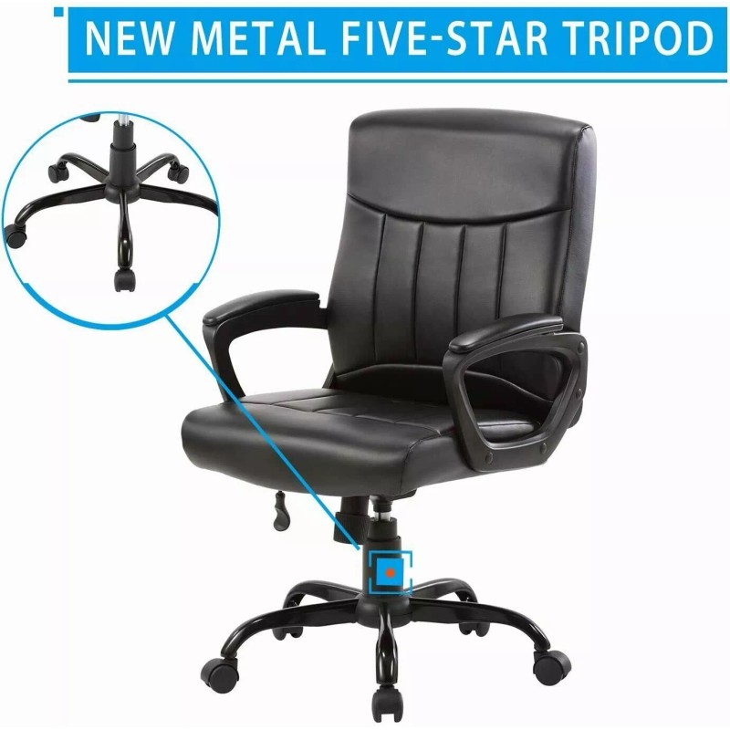 CLATINA Mid Back Leather Office Executive Chair Lumbar Support Padded