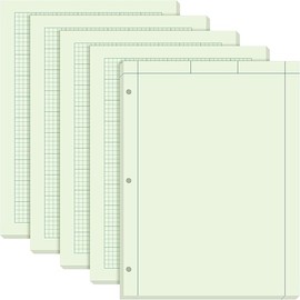 Seajan 5 Pcs Engineering Computation Pad Engineering Paper Notebook 8.5 x 11 Inches Engineer Graph Paper Notepad, 5 Squares Per Inch Evidence Computation Pad, 100 Sheets/Pack (Green)