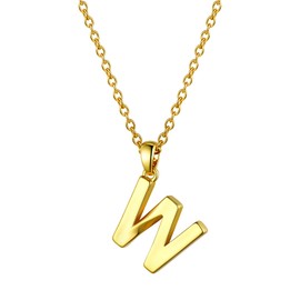 Bestyle Gold Letter W Necklace Capital Letter W Pendant Alphabet W Charm With Chain W Necklace for Women Girls Birthday Gift