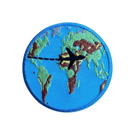 LEMEPINZ Earth Plane 3 Inches Embroidery Patch, Iron On/Sew On Travel Embroidered Applique Patch, Travel Patches, Fabric Patches for Clothes Backpacks Hats, DIY Accessories Gifts for Travel Lovers