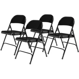 National Public Seating Steel Portable Folding Chairs 50 Series Premium Heavy-Duty Foldable Chairs for Indoor & Outdoor, Set of 4 – Comfortable, Durable, Institutional-Grade, Black