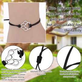 PLwelth Puppy Dog Bracelet for Women Men Friendship Gift for Best Friends Couple Dog Memorial Gift Adjustable String Paw Print Charm Pet Bracelet for Women Men Girls Boy Dog Lover Loss Sympathy Gift