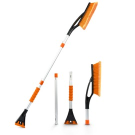 EcoNour 43" Ice Scrapers for Car Windshield Extendable | 3 Parts Detachable Telescopic Snow Brush for Trucks, SUV | Long Snow Scraper with Brush | Car Winter Gift Accessories