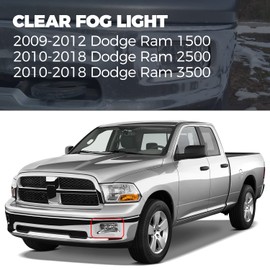 ECOTRIC Fog Lights w/Swith+Bulbs Replacement Compatible with 2009-2012 Dodge Ram 1500 2010-2018 Ram 2500 3500 Replacement for 55372734AA 55372734AB CH2594102 12V 42W Bumper Fog Lamps Assembly