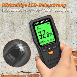 MEISITOOL Wood Moisture Meter with Backlight LCD Display Water Leak Detector Digital Moisture Meter for Wood, Firewood, Walls, Plaster, Masonry