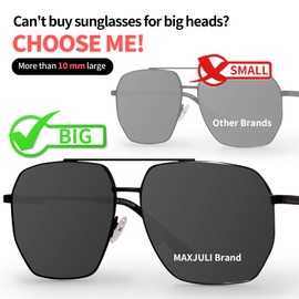 MAXJULI XXL Size Extra Large Polarized Sunglasses 149 MM for Big Wide Heads Men Metal Ultralight UV400 Protection Glasses 8813（Gold+Grey）