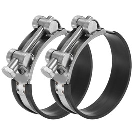 PATIKIL 80-85mm T-Bolt Hose Clamp, 2 Pack Rubber Cushioned Intake Intercooler Pipe Tube Clamps 304 Stainless Steel Radiator Hose Clamp for 3.15"-3.35" Pipe