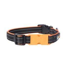 Pawfit 3 Series Collar, Nylon Dog Collar with Safety Buckle, Adjustable Pet Collars with Quick Release Buckle (Black & Orange, Large)