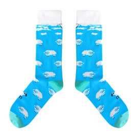 Cup Of Sox Women's and Men's Funny Socks with Colourful Patterns, Gift Socks in Paper Cups (Otto der Schafbock) - blue, size: 41-44