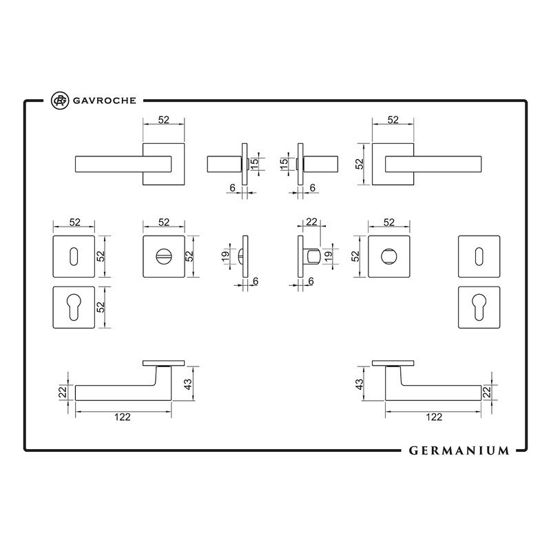 Gavroche Black Door Handles Door Hardware Set for Doors Thin