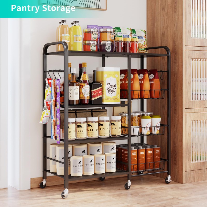 HapiRm Rolling Kitchen Microwave Cart - 4 Tier Microwave Table