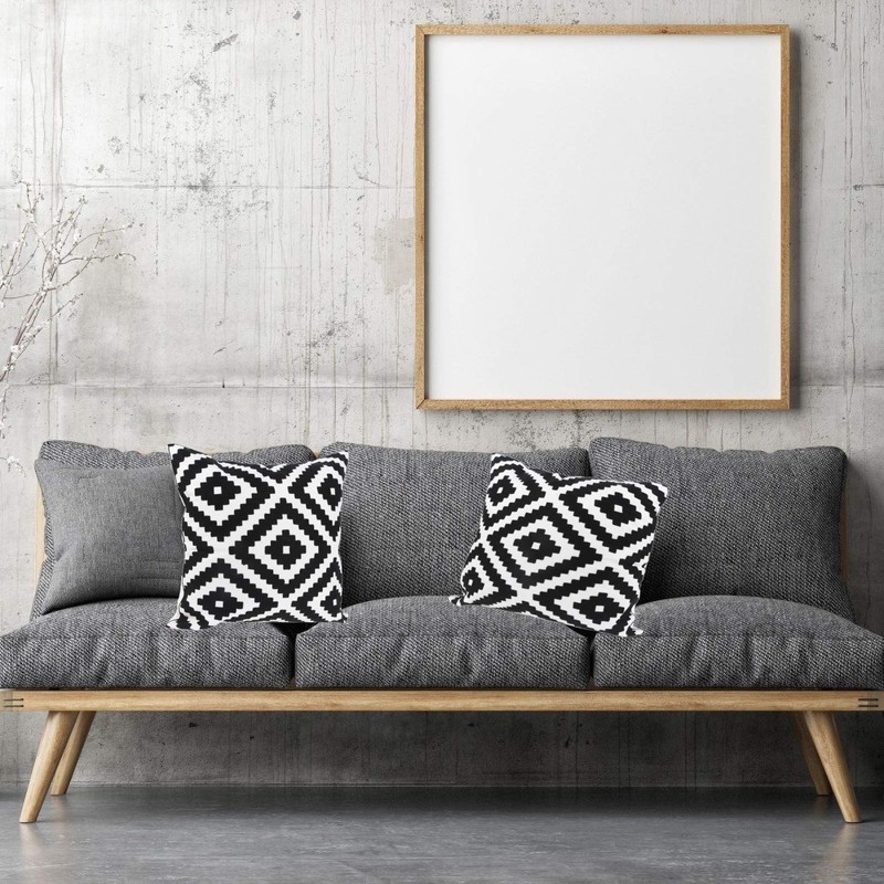 Poluka 2Pack Throw Pillow Covers 18x18 inches Simple Black White