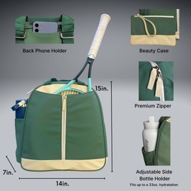 AYRES OUTDOOR Tennis Bags for Women, Designer Tennis Racket BackPack, Women Tennis Bag, Tennis Bags 2 Rackets (Turquoise)