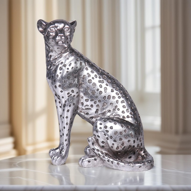 Cheetah Statue Home Decor Leopard Sculpture Resin Sitting Cheetah Figurine