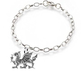 pp-g51 Welsh Dragon fine lead free English Pewter charm on a belcher link chain anklet bracelet