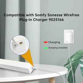 Charger for Somfy #9025166 Motorized Shades, Blinds, Curtains, Awnings Compatible with Somfy Motorized Wire-Free Shades and Blinds 12V Rechargeable Battery Wand