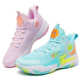 CIERSES Womens Mens Basketball Shoes Breathable Comfortable Lightweight Fashion Athletic Sneakers Non Slip Outdoor Sport Shoe for Unisex Greenpink Size 10