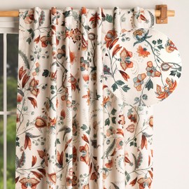 Maison d' Hermine Curtains for Living Room 100% Cotton 96 inch Length One Panel Light Filtering Curtains for Windows with Rod and Loop Pockets Valentines Day Gifts (Dalida - Beige, 50" W x 96" L)