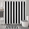 MYUSRE 4 Piece Black and White Striped Shower Curtain Set