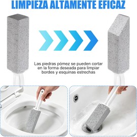 Piedra Pómez de Limpieza 4Pcs - Limpiador de Inodoro con Mango, Cepillo de Piedra Pómez para Baño, Inodor, Cocina, Parrilla, Eliminar Callos, con 4 Ganchos