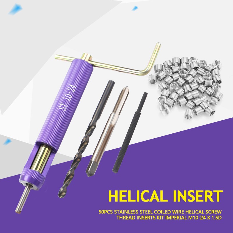 50pcs Stainless Steel Coiled Wire Helical Screw Thread Inserts Kit