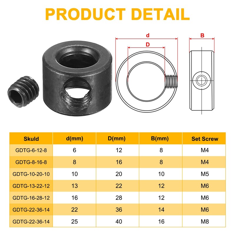 PATIKIL Bore 5mm Shaft Collar 12mm OD 8mm Thickness, 2
