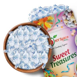 NY Spice Shop Crystal Mint Hard Candy - 1 Pound Minty Freshness Flavored Delicious Old Fashioned Individually Wrapped Refreshing Candy Bulk for Candy Lovers