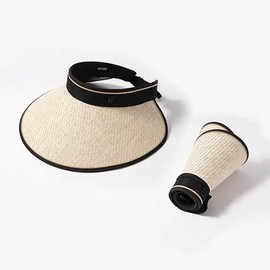 Hat Large Brim Visor hat Women's Sunblock Empty top hat Summer Outdoor Cycling Straw hat Sun hat (UPF50+, Khaki)