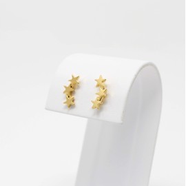 Aretes de Triple Estrella en Chapa de Oro de 22K
