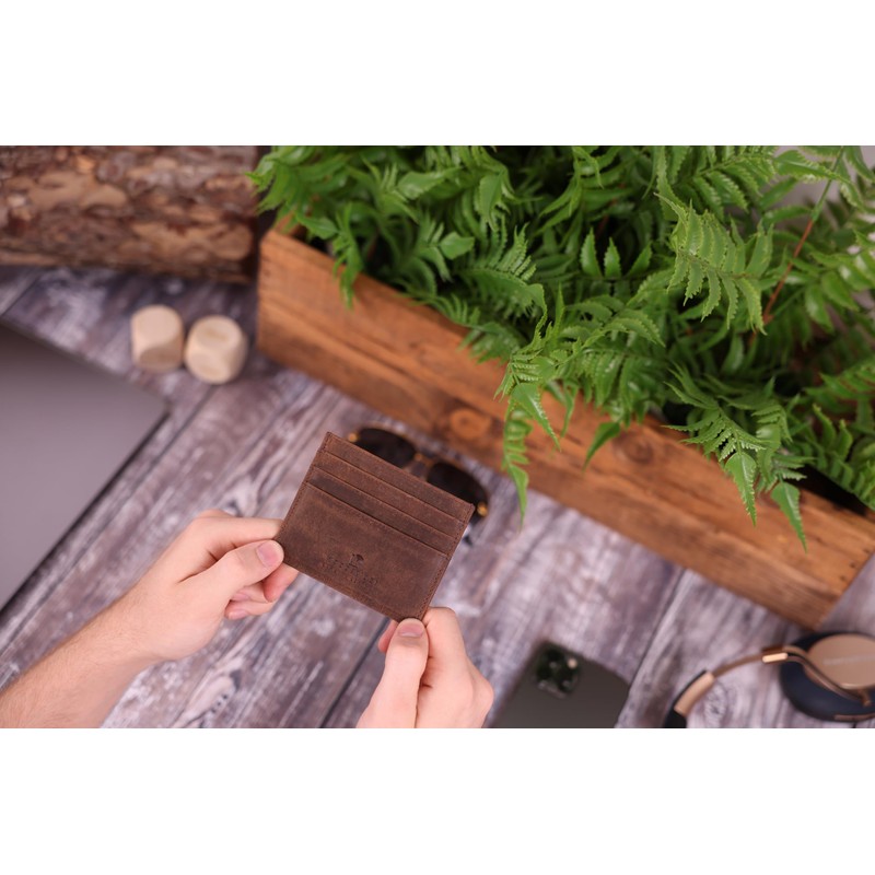 WOODBRIDGE Men's Genuine Leather Credit Card Holder | RFID Blocking