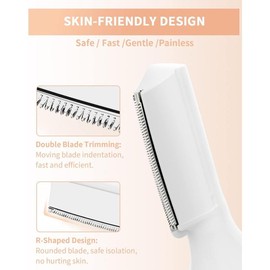Eyebrow Trimmer, Electric Eyebrow  for Women Men, Rechargeable Painless LED Light  Hair Shaver Remover with Rinseable Blade for Face Lips Neck Leg - Color: White