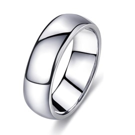 FUNEIA Silver Band Ring Women Men 1-8 mm Wide Stainless Steel Rings for Men Women Simple Polished Wedding Ring Engagement Ring Thumb Ring Finger Ring Sizes 52, 54, 57, 60, 62, 65, 67, Stainless Steel