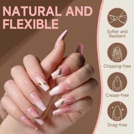 UNA GELLA Square Acrylic Nail Tips Gel x Half Cover French Style Square Gel x Nails 504pcs Coffin Fake False Nails No c Curve for DIY French Tip Press On Nails 12 Sizes