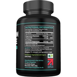 Magnesium Glycinate 1500mg with Vitamin B6 – High Strength, 120 Capsules