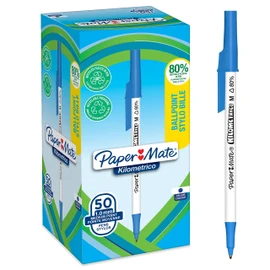 Paper Mate Kilometrico Ballpoint Pens | Long Writing with Medium Point (1.0mm) | Blue Ink | 80% Recycled Plastic | 50 Count