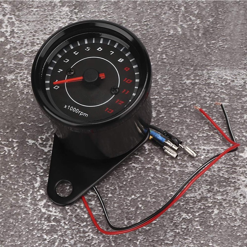 Qiilu Motorcycle Tachometer, Universal Motorcycle Backlight Tachometer, Tachometer, Aluminium Display