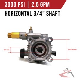 The ROP Shop | 3/4" Shaft 3000 PSI PRESSURE WASHER PUMP for Mi-T-M CA-2403-0MVB, CA-2703-0MHB