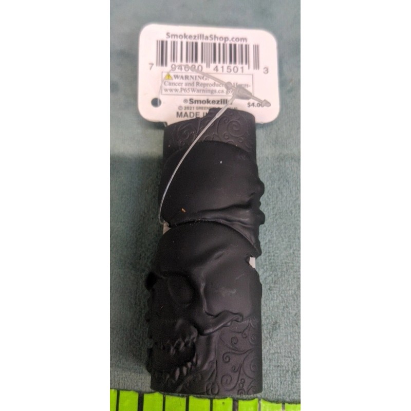 Smokezilla Lighter Case Matte Black Swirl Skull with Bottle Opener