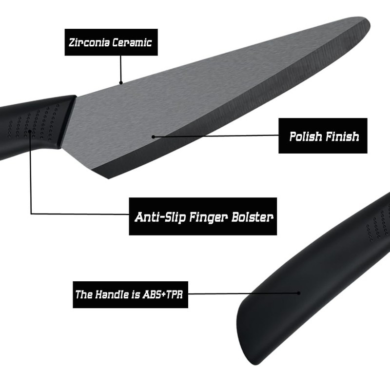 Ceramic Knife 6 inch Chef Knife Black Blade Small Paring