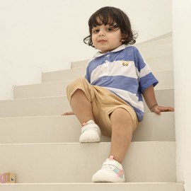 Zapatos de bebé para niños y niñas, primeros caminantes, lindos animales, tenis para niños pequeños, suela de goma, azul rosa, 18-21 Months Infant