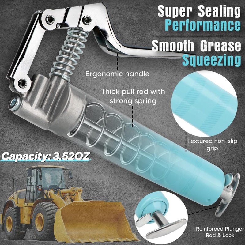 SHALL Mini Grease Gun Kit (3.52OZ, 3000PSI) with Accessories: 2x