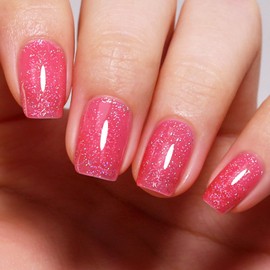 Imtiti Glitter Gel Nail Polish, Strawberry Pink Iridescent Glitter Gel Polish Diamond Shimmer Sparkle Soak Off UV LED Nail Gel Polish Autumn Winter Manicure 10ML