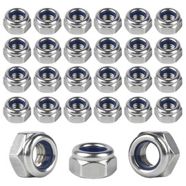 100-Piece A2-304 Stainless Steel Nylock Nuts Kit - M6 (1/4") BS 3692 Metric Lock Washers Set, Vibration-Resistant Nylon Insert Hex Nuts for Automotive & Machinery